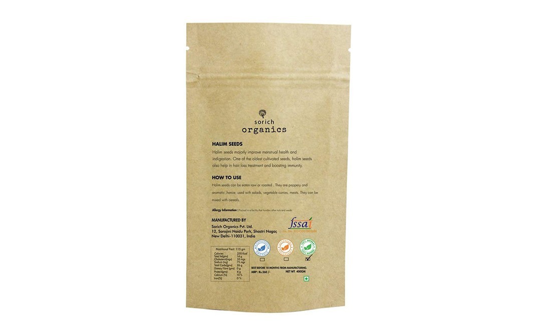 Sorich Organics Halim Seeds    Pack  400 grams